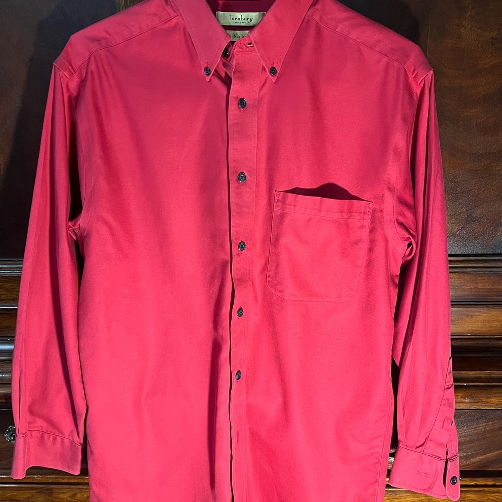 Men's Turabury Red Button-Down Dress or Casual Shirt
